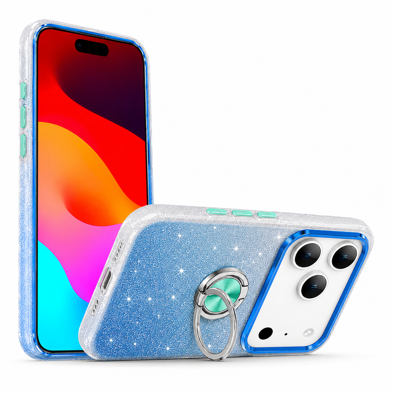Blue Glitter Phone Cover for Apple iPhone 17 Pro Max Impact Resistant Mobile Case