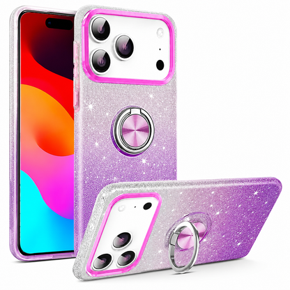 Luxury Glitter Ring Protective Phone Case for Apple iPhone 17 Pro Max in Purple & Silver