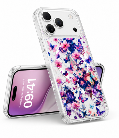 Butterfly Floral iPhone 17 Pro Max Case Shockproof MagSafe Compatible Mobile Cover