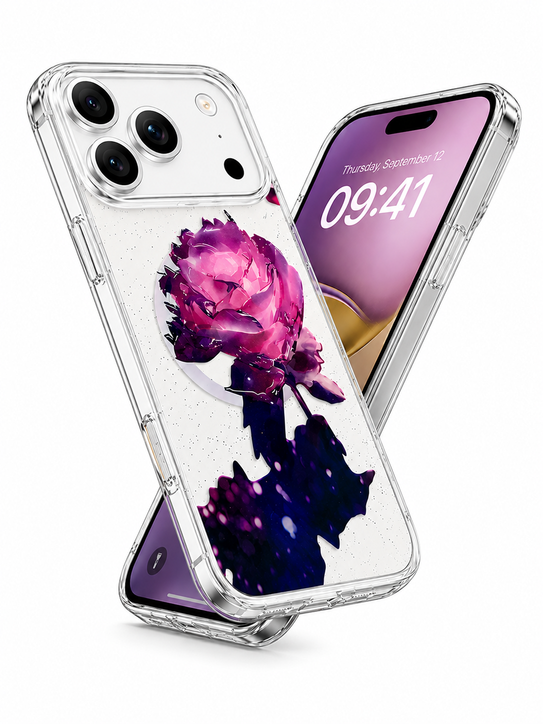 Apple iPhone 18 Pro Max Purple Flower Protective Phone Case with MagSafe