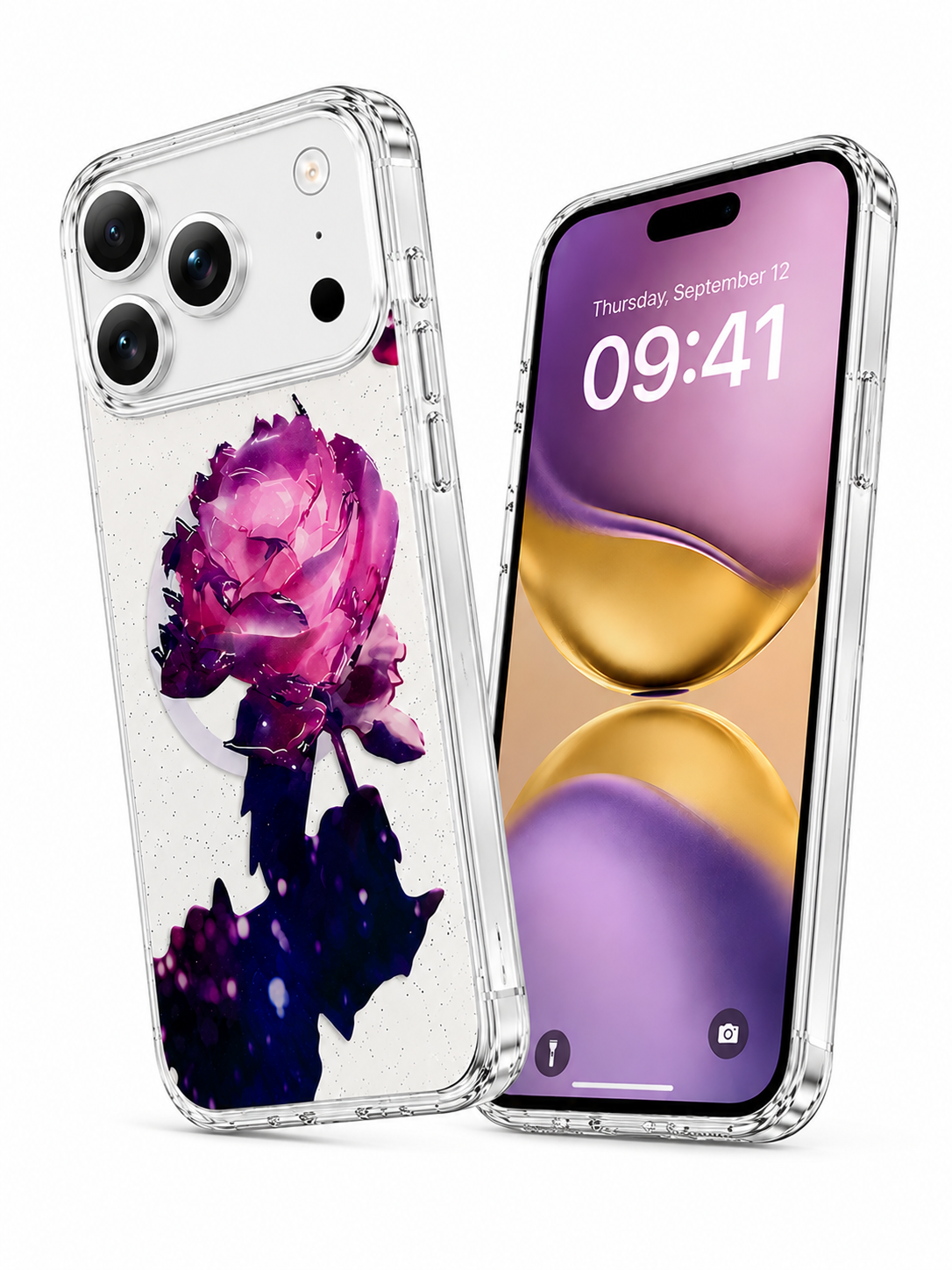Deep Purple Floral MagSafe Case for Apple iPhone 18 Pro Max Front View
