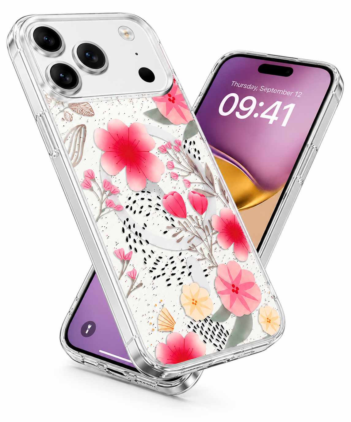 Cute Floral MagSafe Compatible iPhone 17 Pro Case Drop Protection Phone Cover
