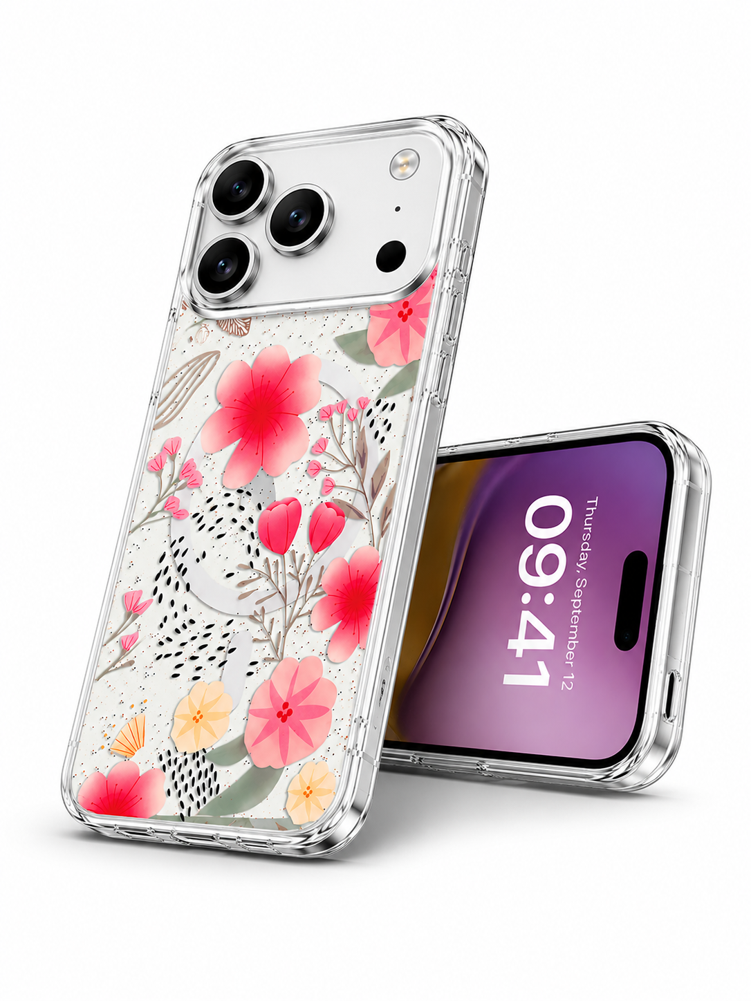 Light Pink Floral MagSafe Case for Apple iPhone 17 Pro Protective Phone Cover