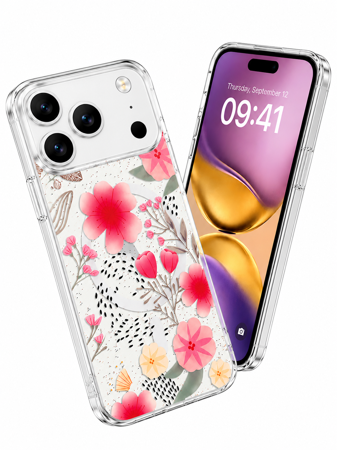 Pink Flower Phone Case for Apple iPhone 17 Pro Shockproof MagSafe Cover