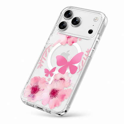 Cute Pink Butterfly iPhone 17 Pro Max Case Shockproof Floral Phone Cover