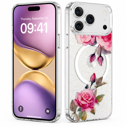 Shockproof Rose Gold Flower Mobile Cover for Apple iPhone 17 Pro