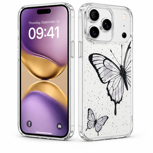 Black Butterfly Floral MagSafe Case for Apple iPhone 17 Pro Max Protective Phone Cover
