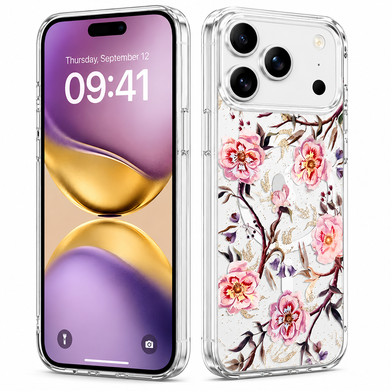 Premium Floral Protective Case Apple iPhone 17 Pro Wireless Charging Compatible Cover