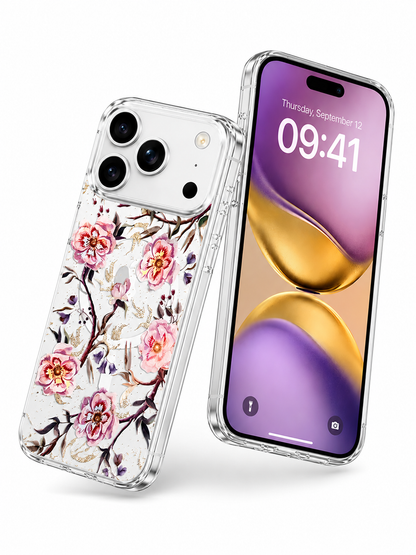 Apple iPhone 17 Pro Rose Garden Floral Case MagSafe Compatible Shockproof Cover