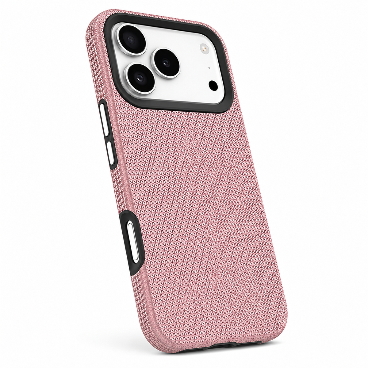 Premium Rose Gold iPhone 18 Pro Max Case with Triangle Texture and Camera Protection