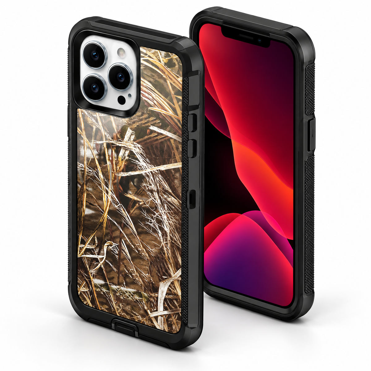 Camouflage Defender for Apple iPhone 14 Pro - Black - angled product view