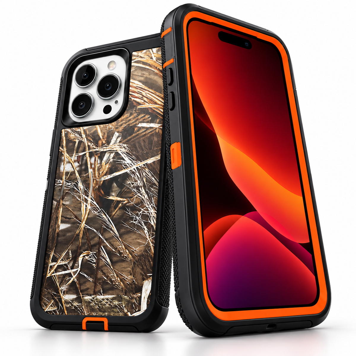 Camouflage Defender for Apple iPhone 14 Pro - Orange - angled product view