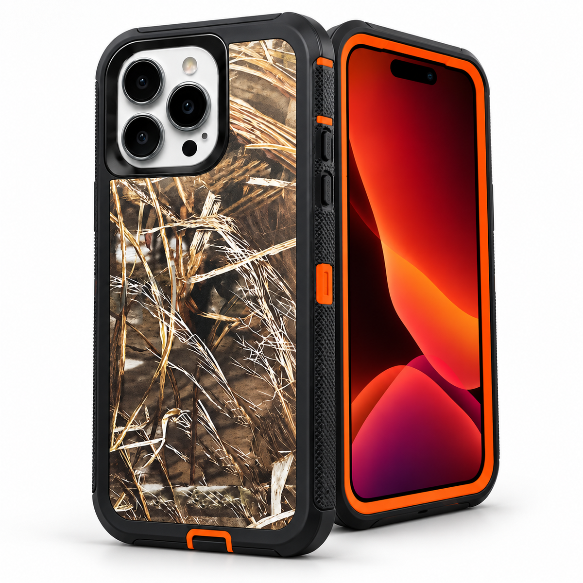 Camouflage Defender for Apple iPhone 14 Pro Max - Orange - close-up design view
