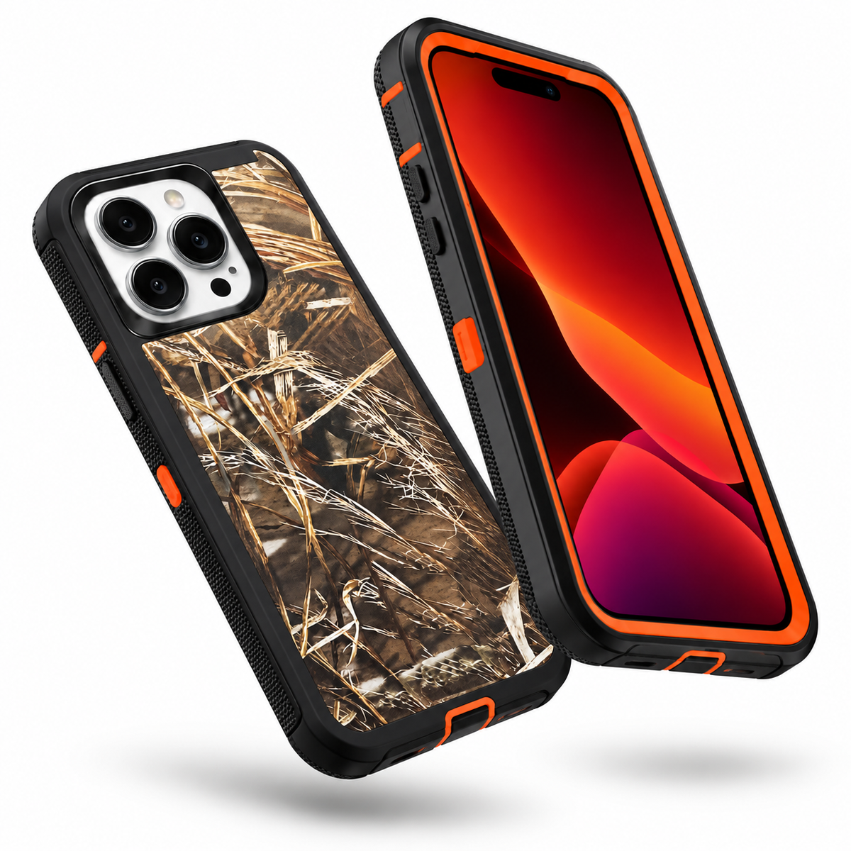Camouflage Defender for Apple iPhone 14 Pro - Orange - side profile product view