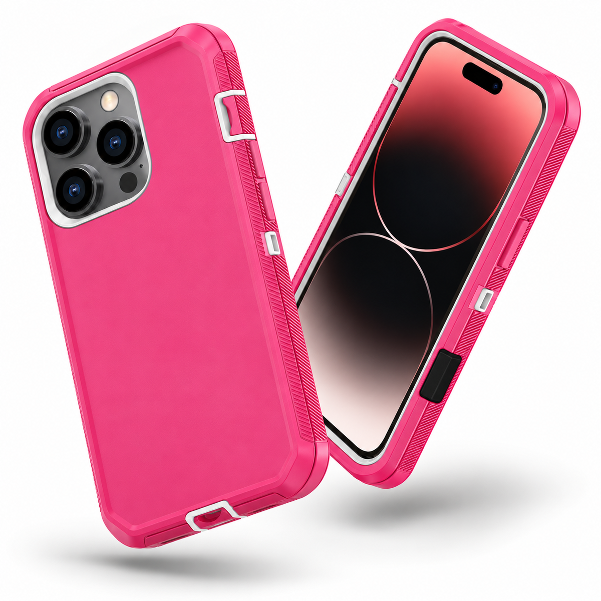 Triple Protection Case for Apple iPhone 14 Pro Max - Hot Pink - close-up design view