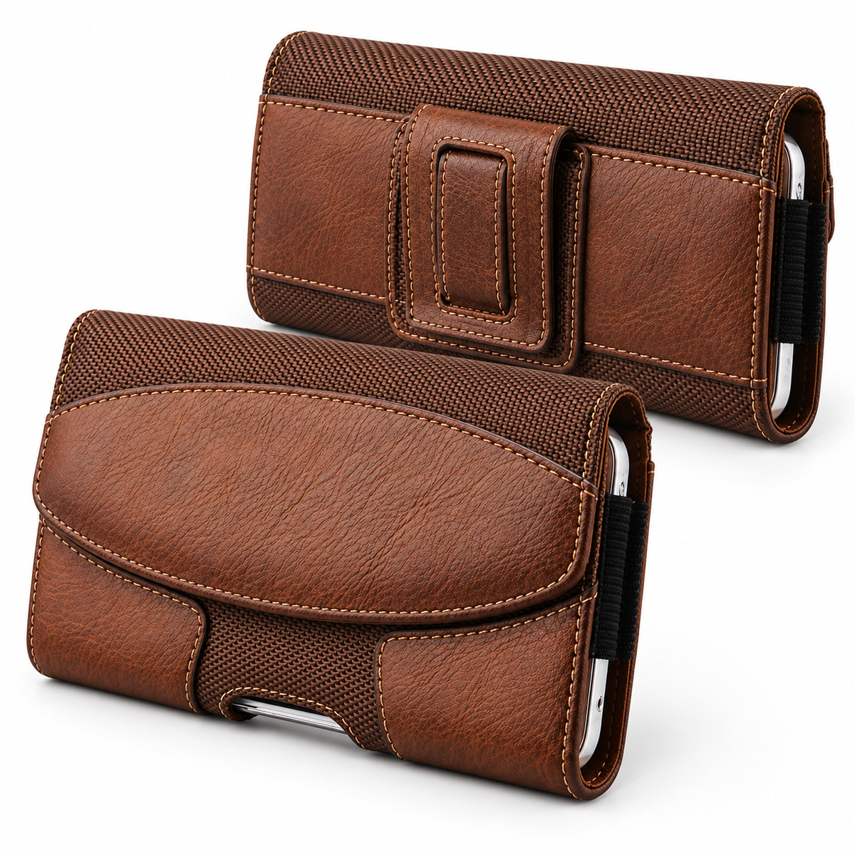 Horizontal Belt Loop Holster Case for Apple iPhone 14 Pro - Brown - side profile product view