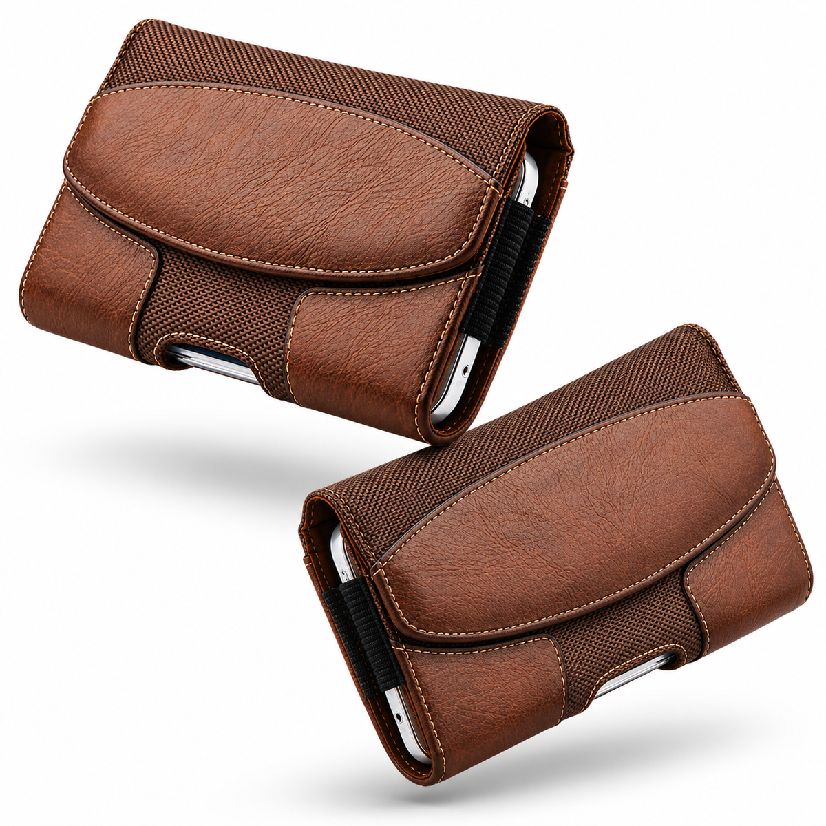 Horizontal Belt Loop Holster Case for Apple iPhone 14 Pro - Brown - angled product view
