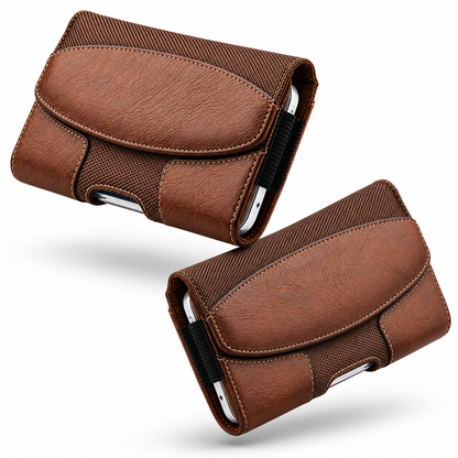 Horizontal Belt Loop Holster Case for Apple iPhone 14 Pro - Brown - angled product view