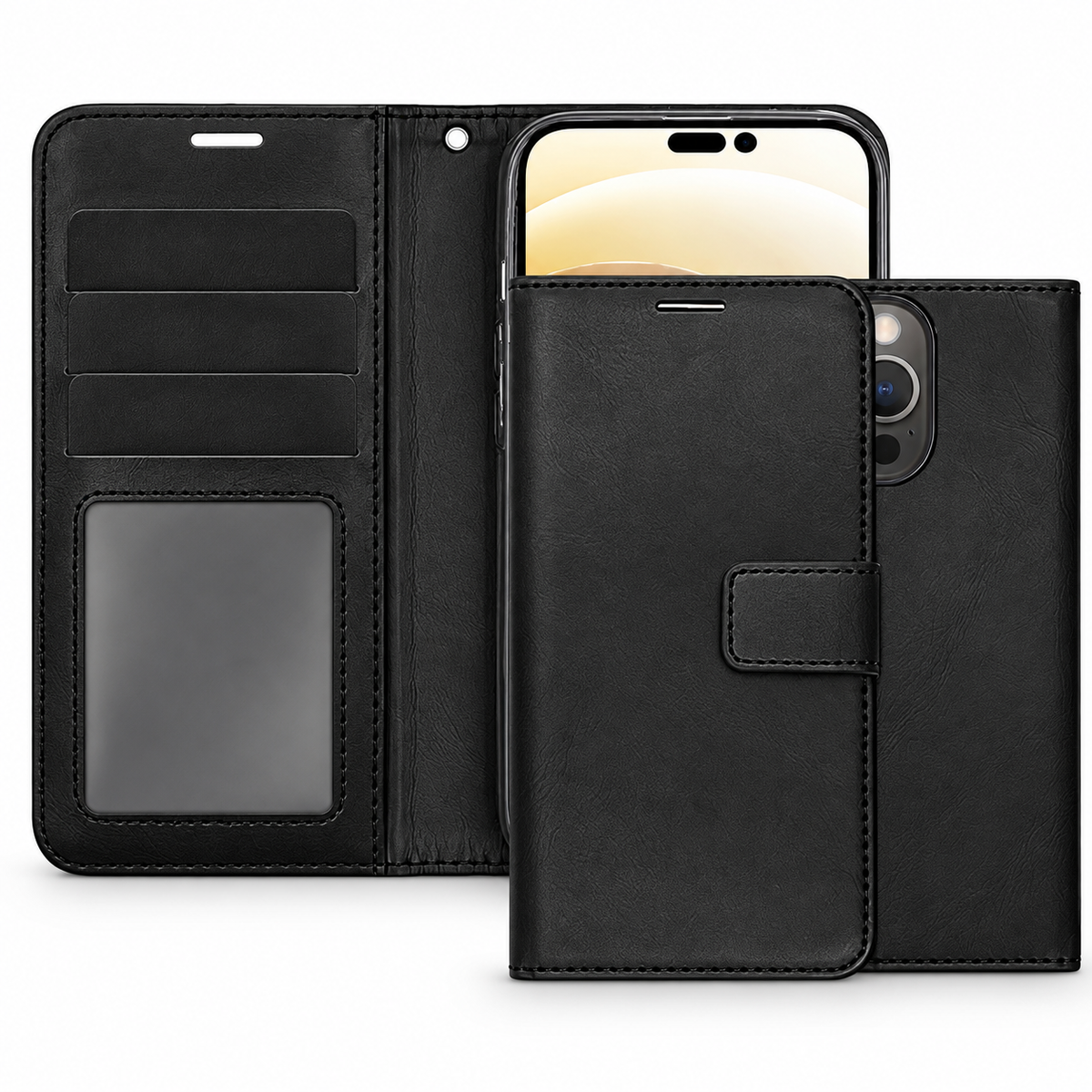 Photo ID Wallet Case for Apple iPhone 16 Pro Max - Black