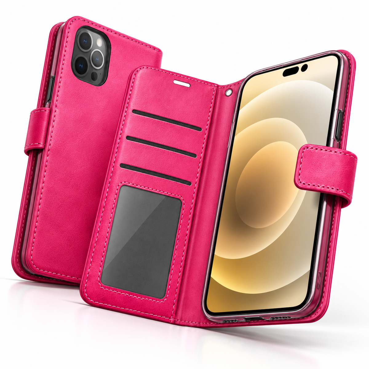 Photo ID Wallet Case for Apple iPhone 16 Pro Max - Hot Pink