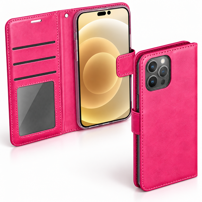 Photo ID Wallet Case for Apple iPhone 16 Pro Max - Hot Pink