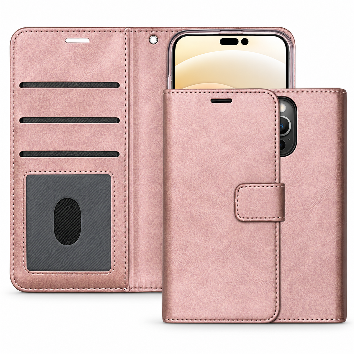 Photo ID Wallet Case for Apple iPhone 16 Pro Max - Rose Gold