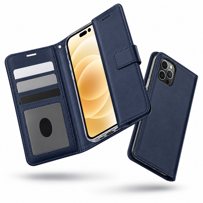 Photo ID Wallet Case for Apple iPhone 14 Pro - Navy - angled product view