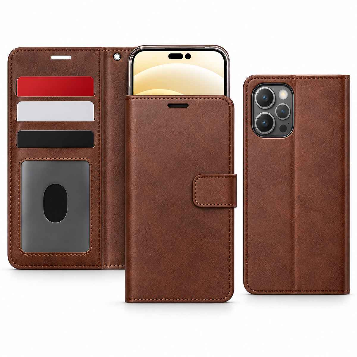 Photo ID Wallet Case for Apple iPhone 16 Pro Max - Brown