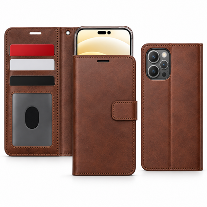 Photo ID Wallet Case for Apple iPhone 16 Pro Max - Brown
