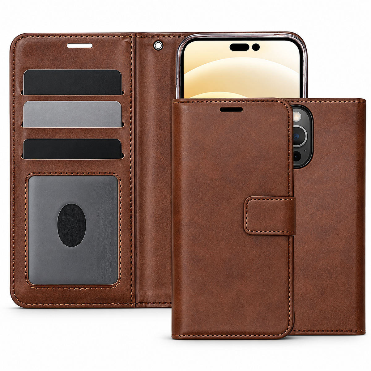 Photo ID Wallet Case for Apple iPhone 16 Pro Max - Brown