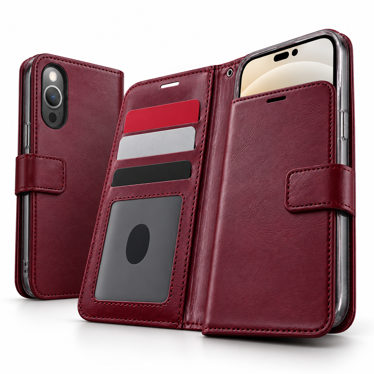 Photo ID Wallet Case for Apple iPhone 16 Pro Max - Wine