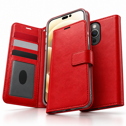 Photo ID Wallet Case for Apple iPhone 16 Pro Max - Red