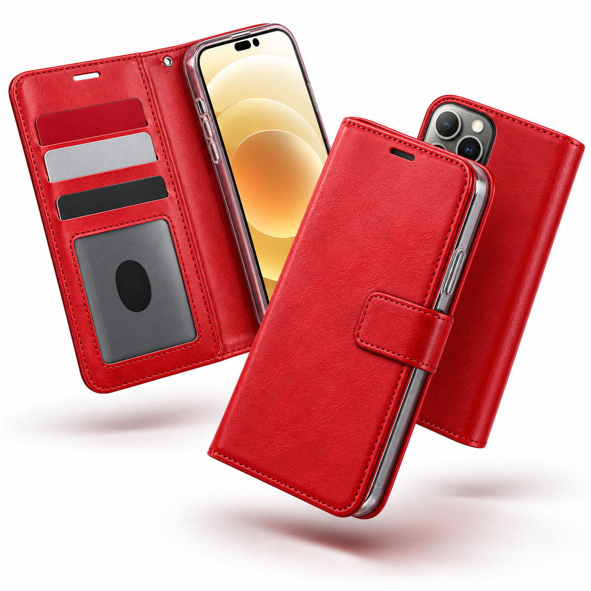 Photo ID Wallet Case for Apple iPhone 16 Pro Max - Red