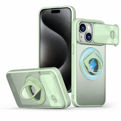 Camera Slider Ring Stand MagSafe Case for Apple iPhone 13 - Light Green