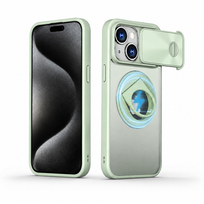 Camera Slider Ring Stand MagSafe Case for Apple iPhone 13 - Light Green