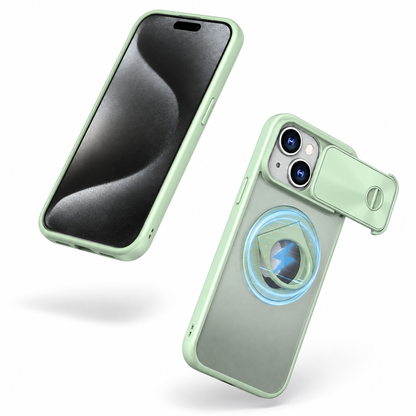 Camera Slider Ring Stand MagSafe Case for Apple iPhone 13 - Light Green
