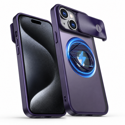 Camera Slider Ring Stand MagSafe Case for Apple iPhone 13 - Deep Purple