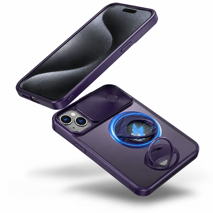 Camera Slider Ring Stand MagSafe Case for Apple iPhone 13 - Deep Purple