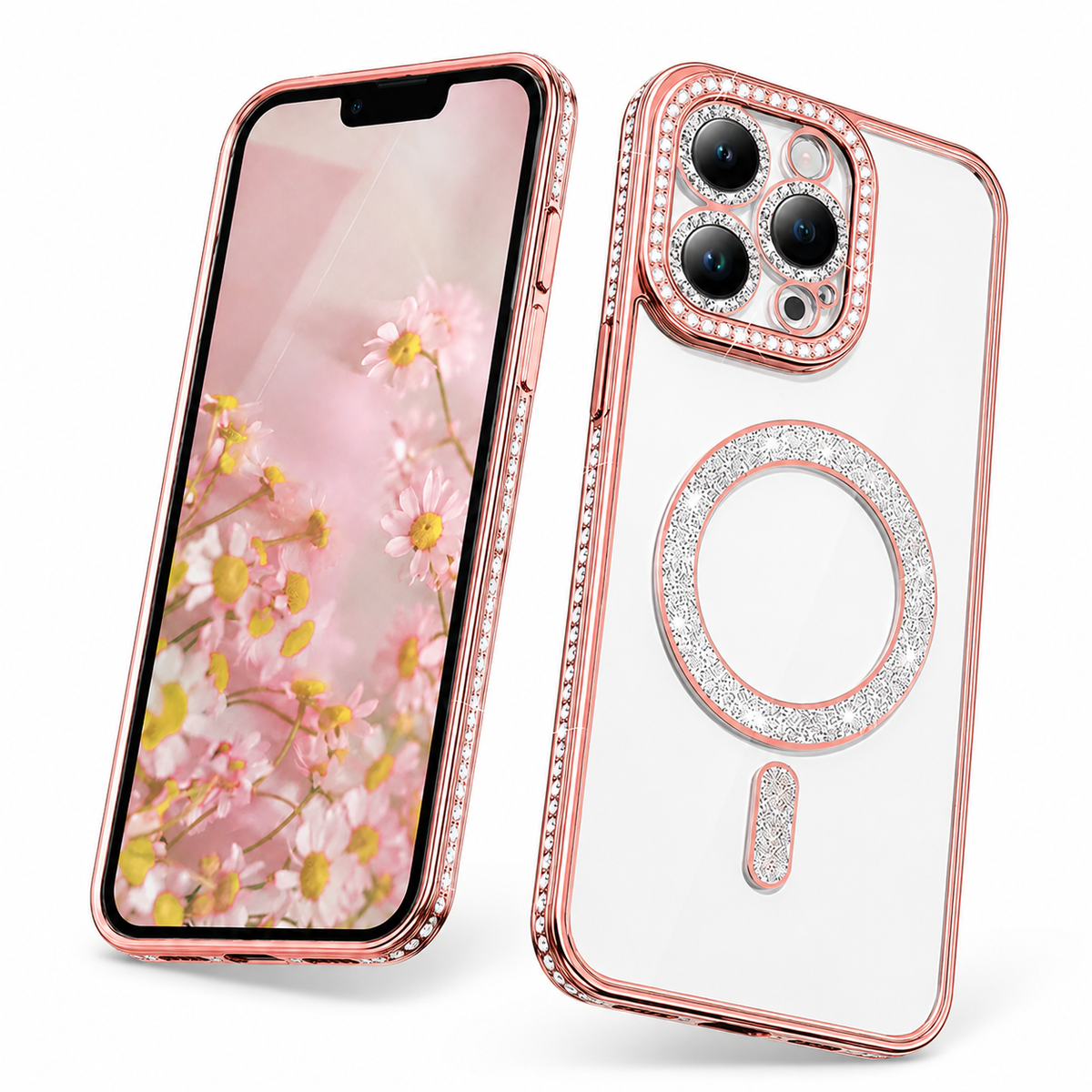 Glitter Electroplated MagSafe Case for Apple iPhone 13 - Rose Gold