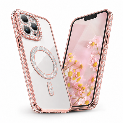 Glitter Electroplated MagSafe Case for Apple iPhone 13 - Rose Gold