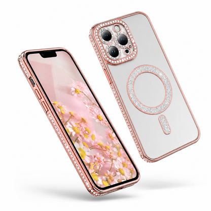 Glitter Electroplated MagSafe Case for Apple iPhone 13 - Rose Gold
