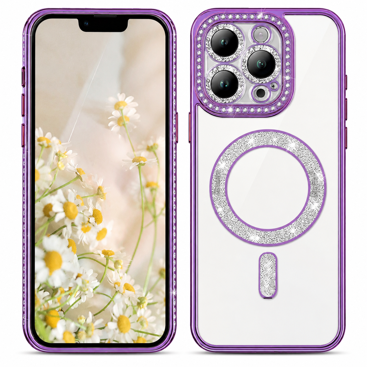 Glitter Electroplated MagSafe Case for Apple iPhone 14 - Purple