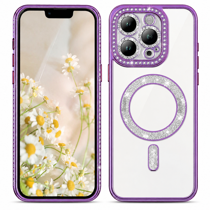 Glitter Electroplated MagSafe Case for Apple iPhone 14 - Purple