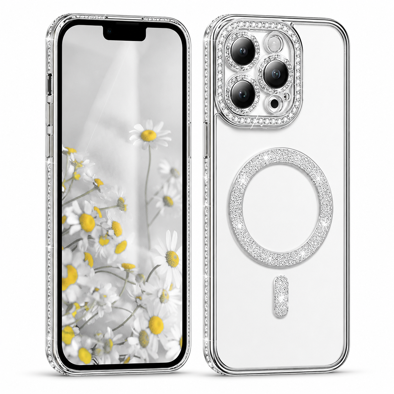 Glitter Electroplated MagSafe Case for Apple iPhone 13 - Silver