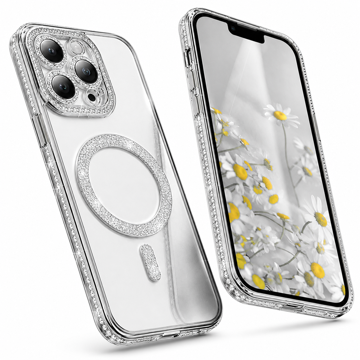 Glitter Electroplated MagSafe Case for Apple iPhone 14 - Silver
