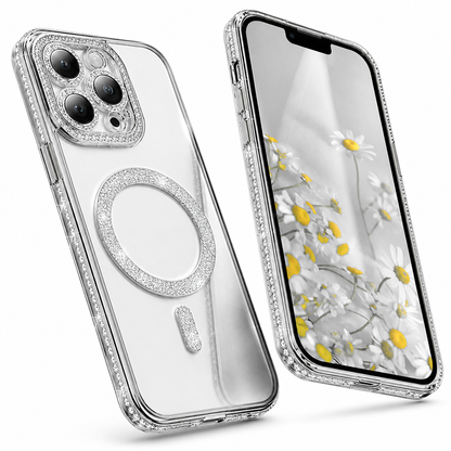 Glitter Electroplated MagSafe Case for Apple iPhone 14 - Silver