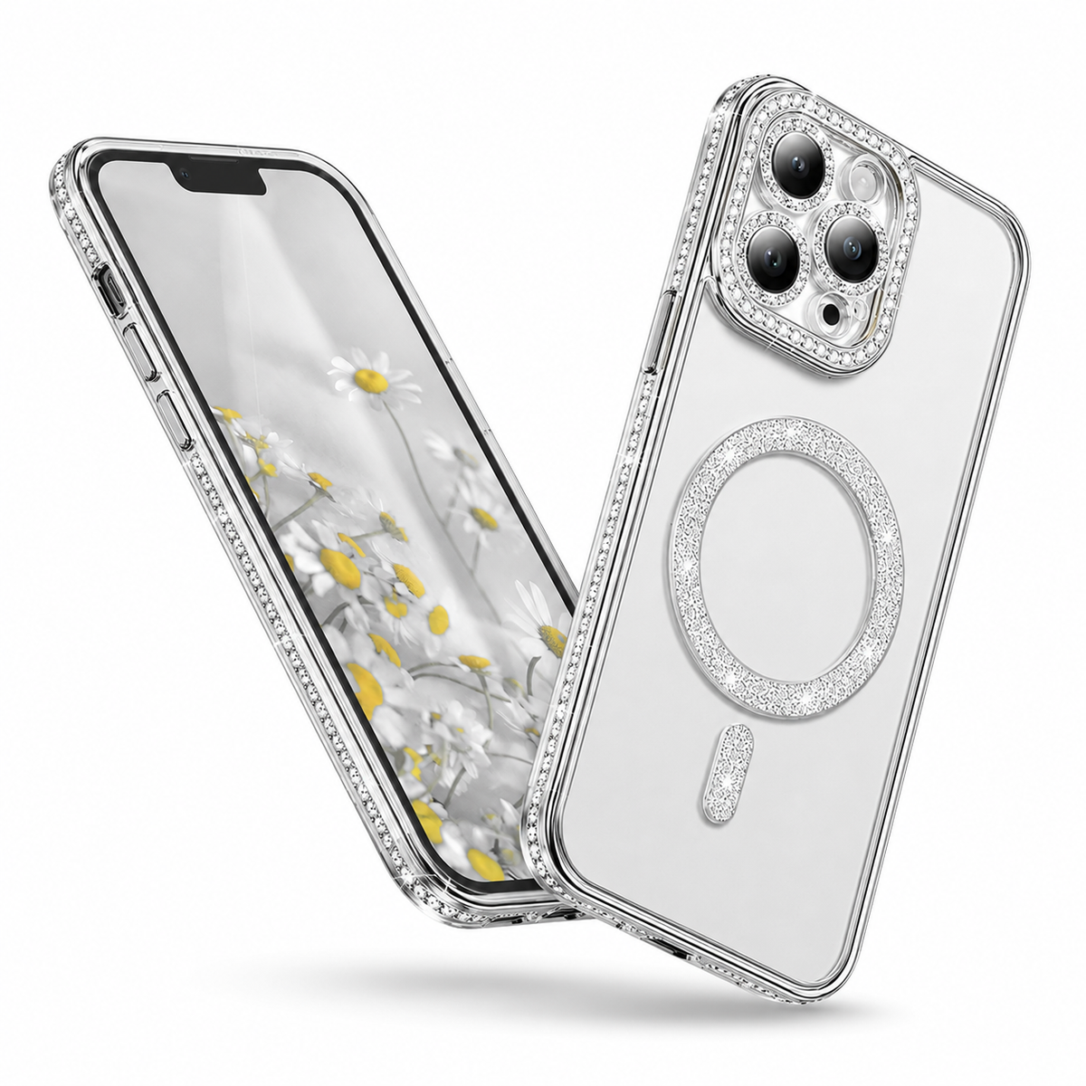 Glitter Electroplated MagSafe Case for Apple iPhone 14 - Silver
