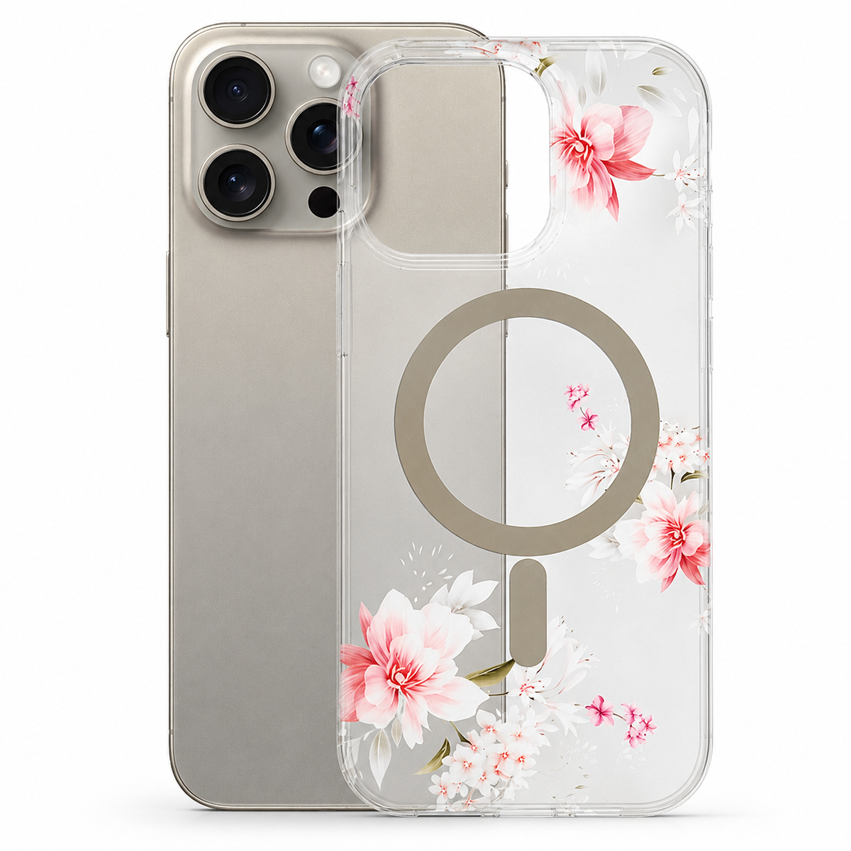 Frosted MagSafe Flower Case for Apple iPhone 14 - Light Pink