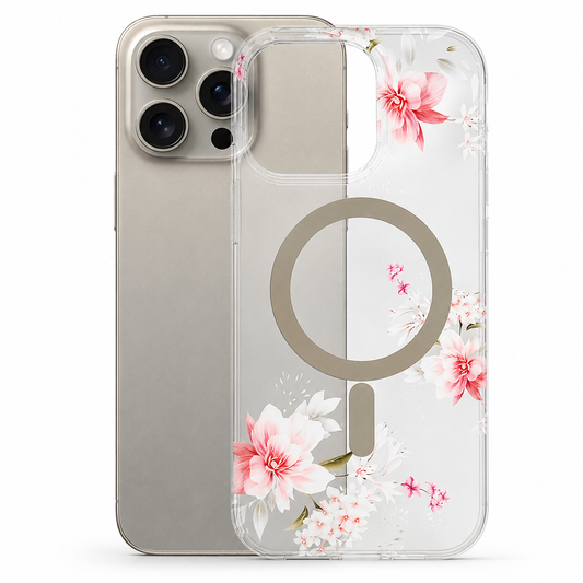 Frosted MagSafe Flower Case for Apple iPhone 15 - Light Pink – slim wireless charging phone case