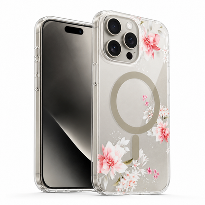 Frosted MagSafe Flower Case for Apple iPhone 14 - Light Pink